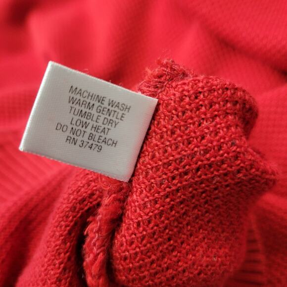 Vintage St. Croix Knits Sweater Mens Medium Red V-neck Textured Long Sleeves - Picture 10 of 12